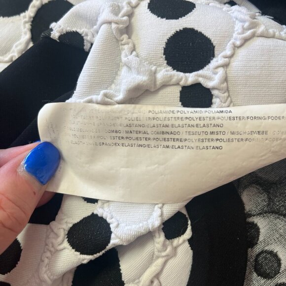 Joseph Ribkoff Fitted Textured Black & White Dotted Stretch Blazer Jacket - Picture 16 of 16